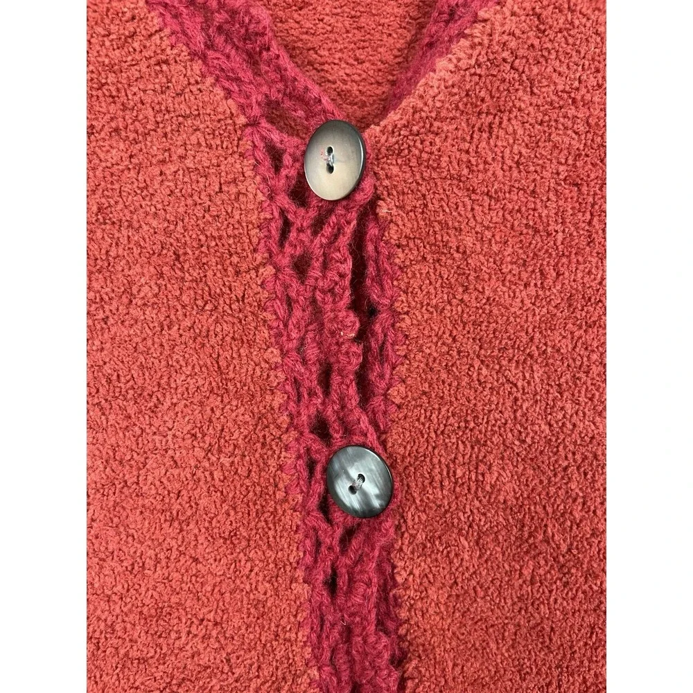 J. Jill Women's‎ Chenille Cardigan Sweater XS Holiday Crochet Trim Buttons Soft